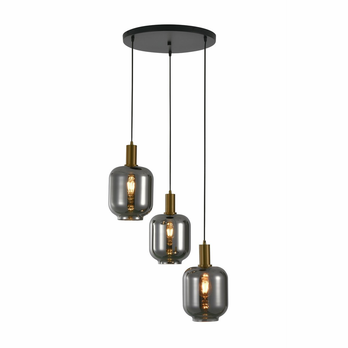 Hanglamp Lily 3 - Smoke glazen kelken licht rond