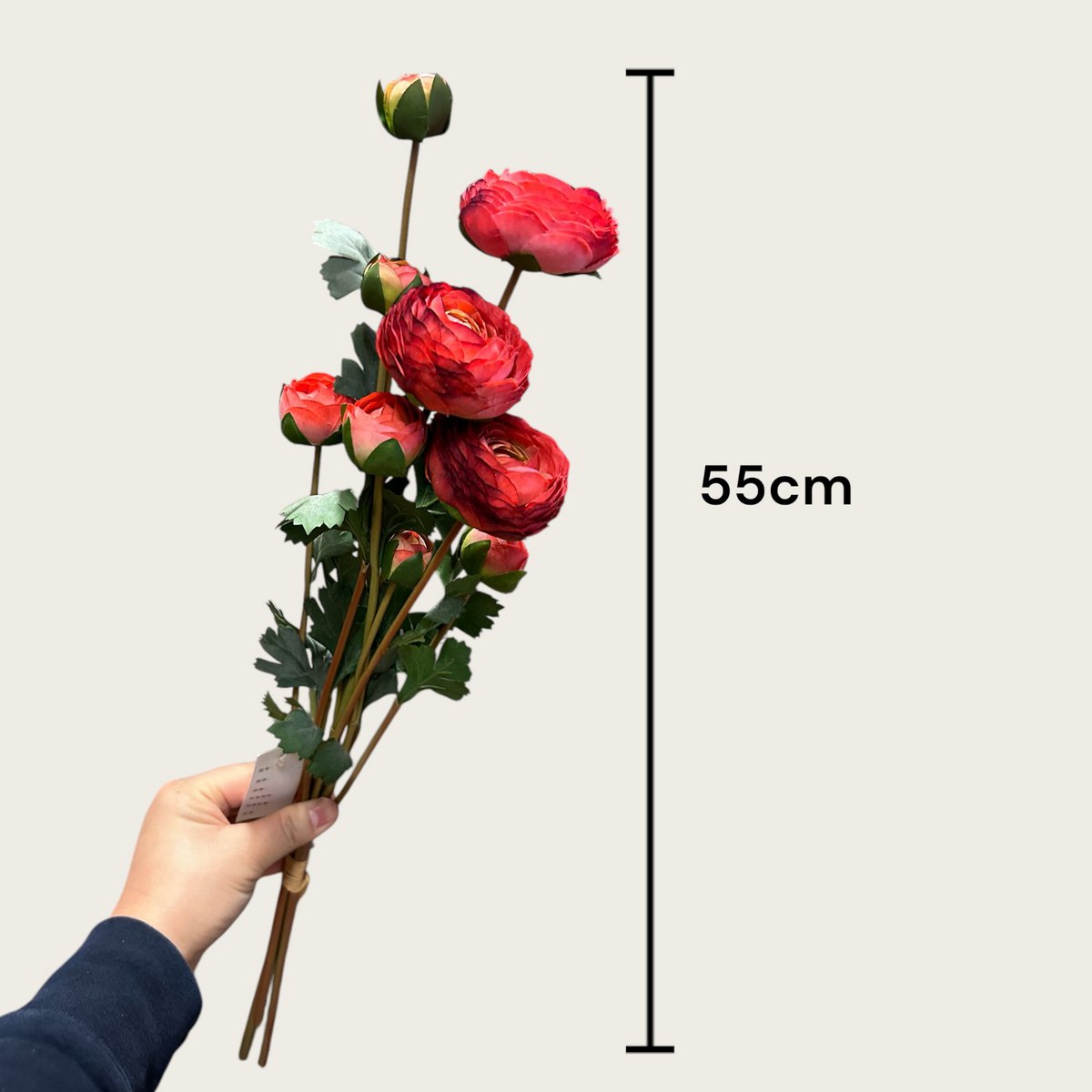 9-stengelige Ranonkels Kunstbloemen Boeket rood