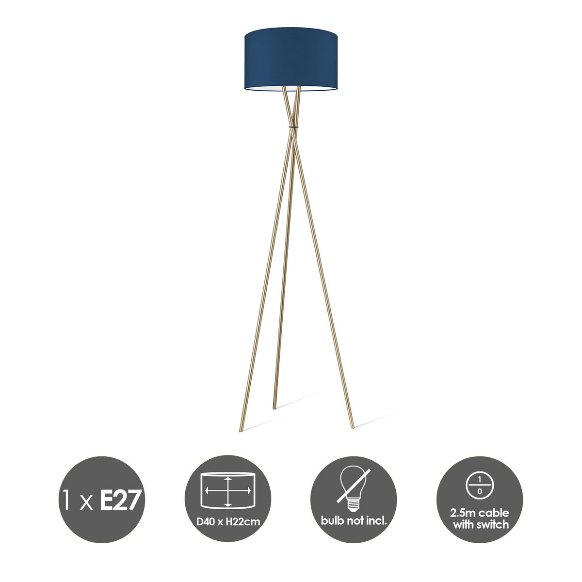 Vloerlamp Bling - DonkerBlauw - 166cm