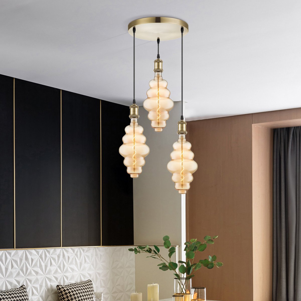 Hanglamp vintage rond Cloud 3 lampen - 142cm