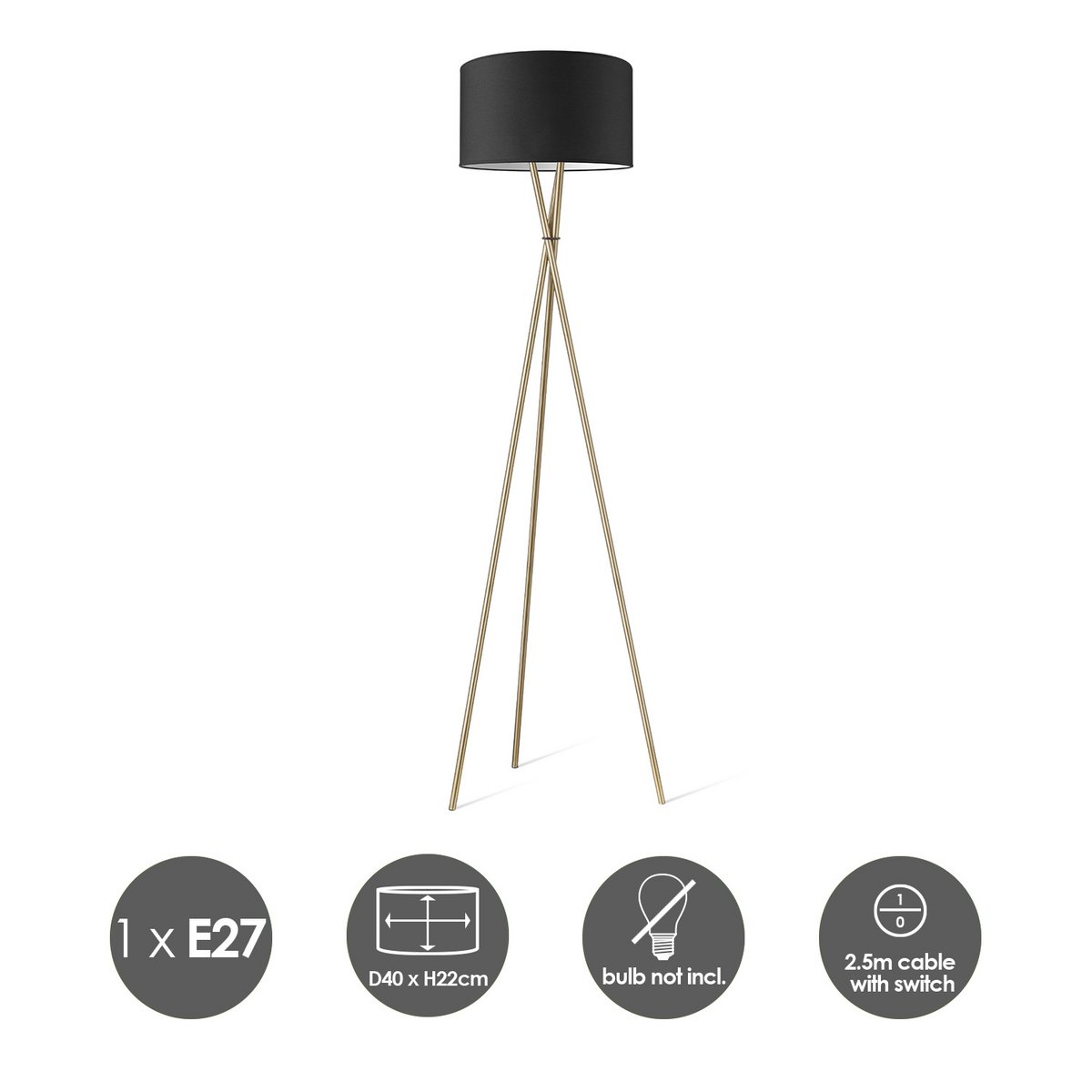 Vloerlamp Bling - Zwart - 166cm