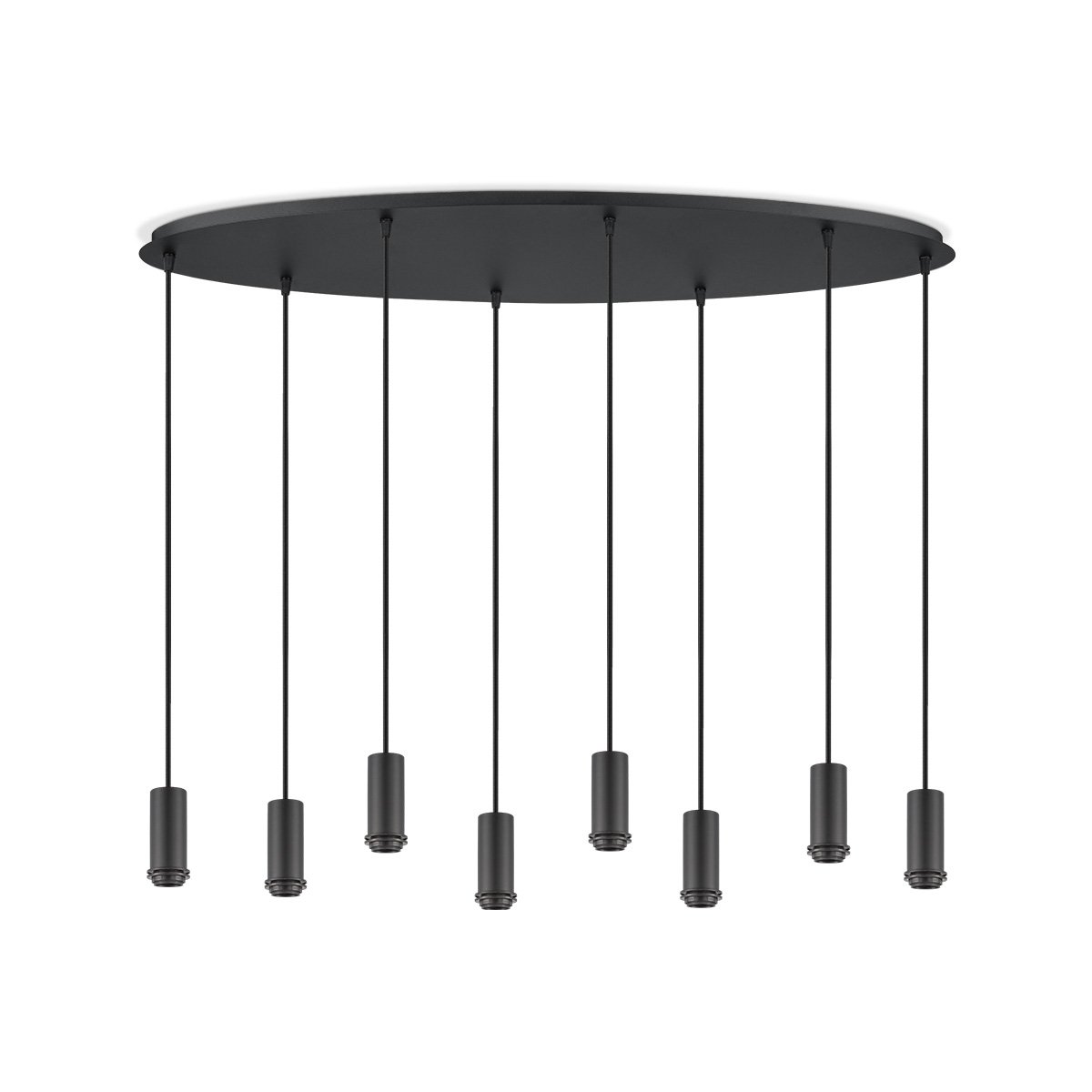 Zwarte ovale R metalen Hanglamp voor 8 lampen