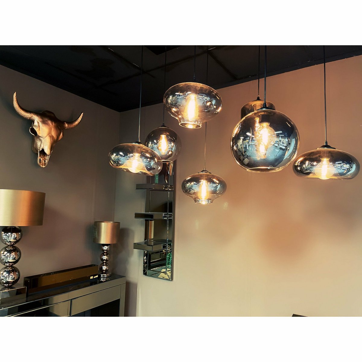 Hanglamp Ava Smoke Glas 7-Licht