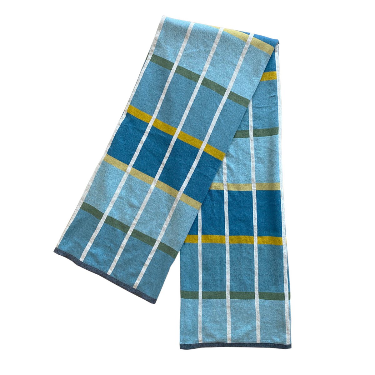 Alvin Deken Blauw, zacht jacquard gebreid katoen