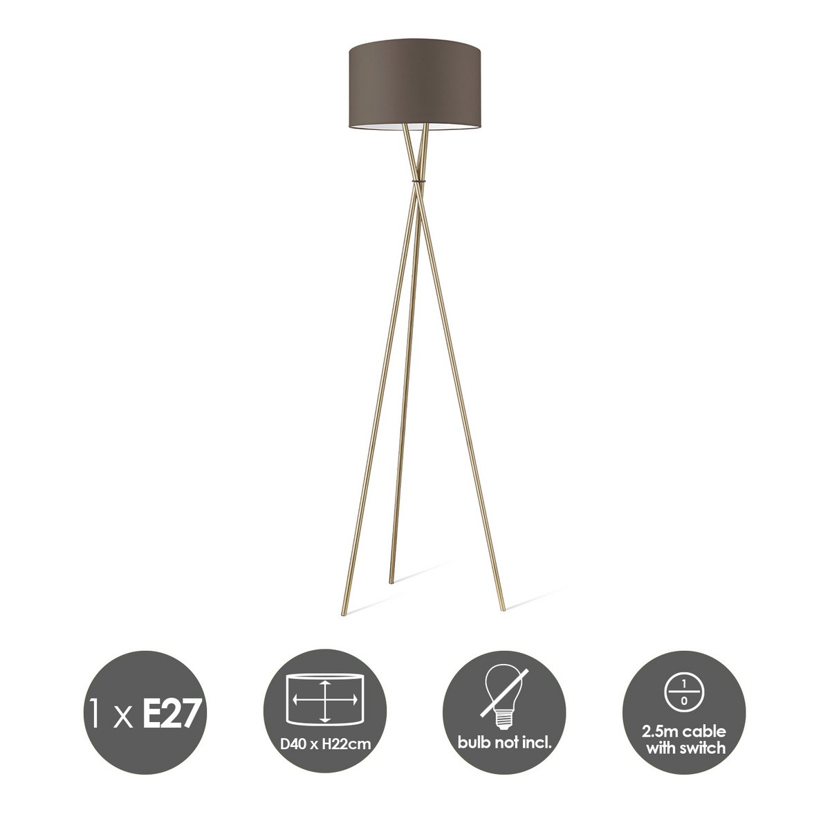 Vloerlamp Bling - Taupe - 166cm