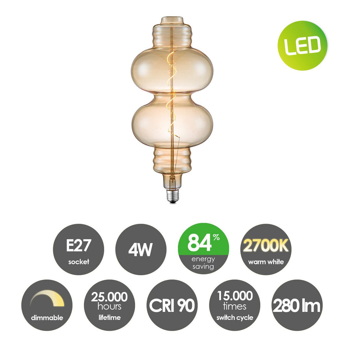 Hanglamp Leonardo Diabolo - G180 dimbaar - E27