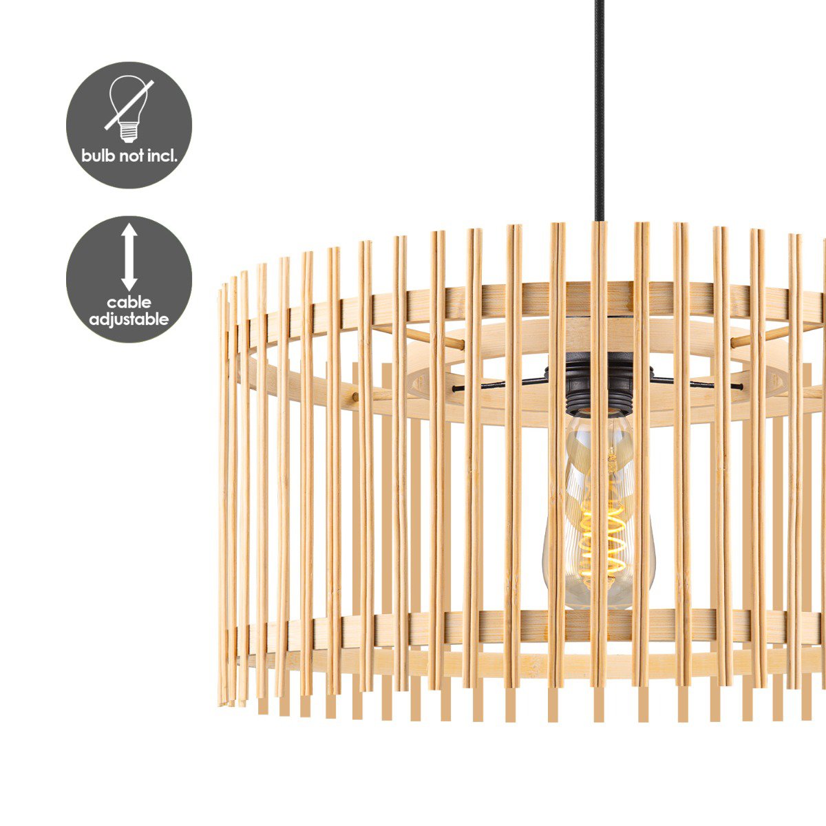 Bohemien Hanglamp Bamboe kap Ø40 x 126 cm