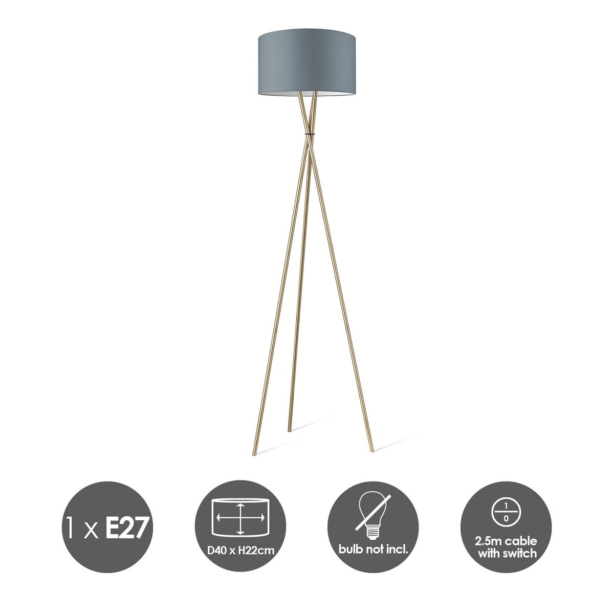 Vloerlamp Bling - Grijs - 166cm