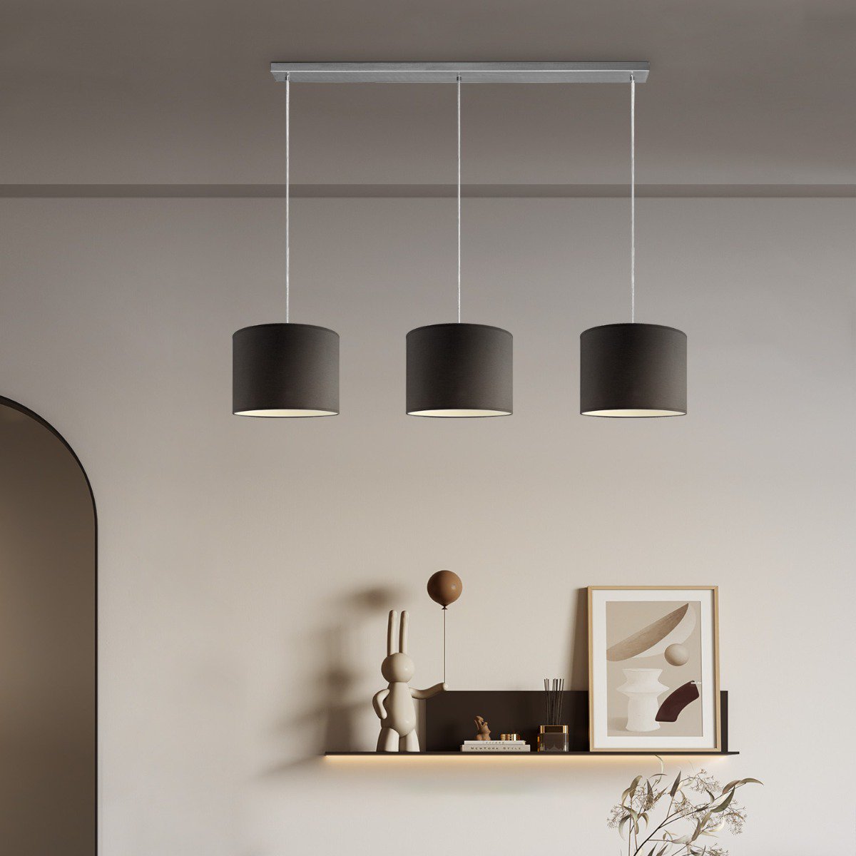 Hanglamp Beam 3 lampen - E27 - zwart lampenkap
