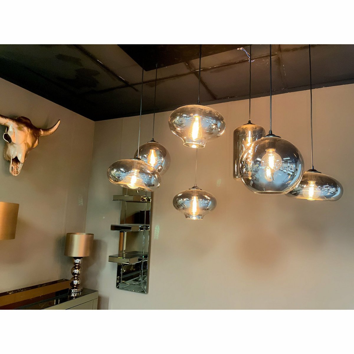 Hanglamp Ava Smoke Glas 7-Licht