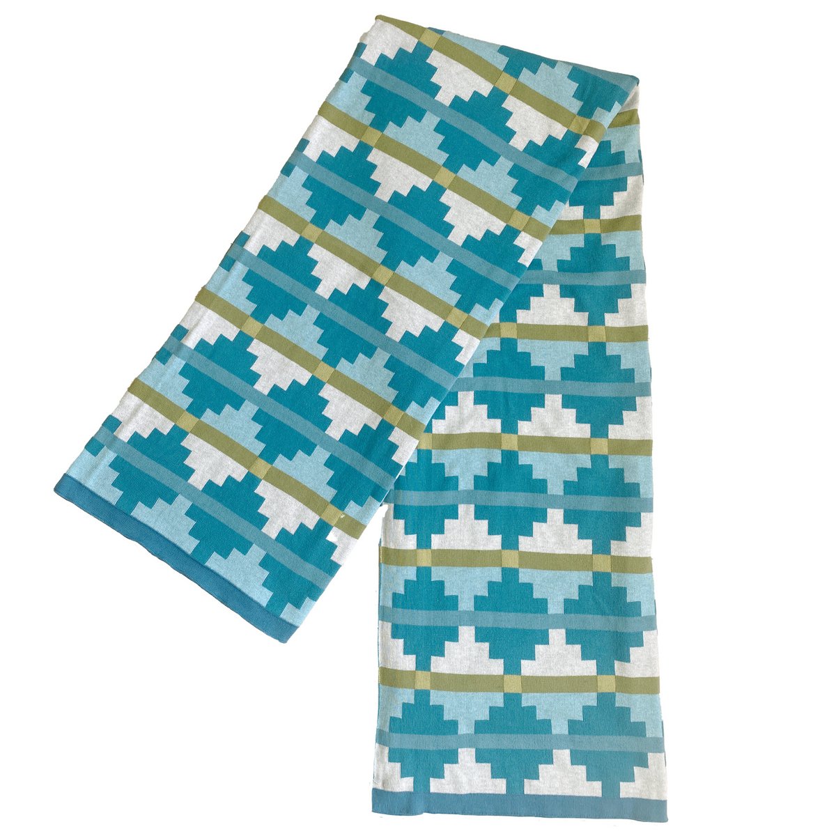 Alf Deken Blauw, zacht jacquard gebreid katoen