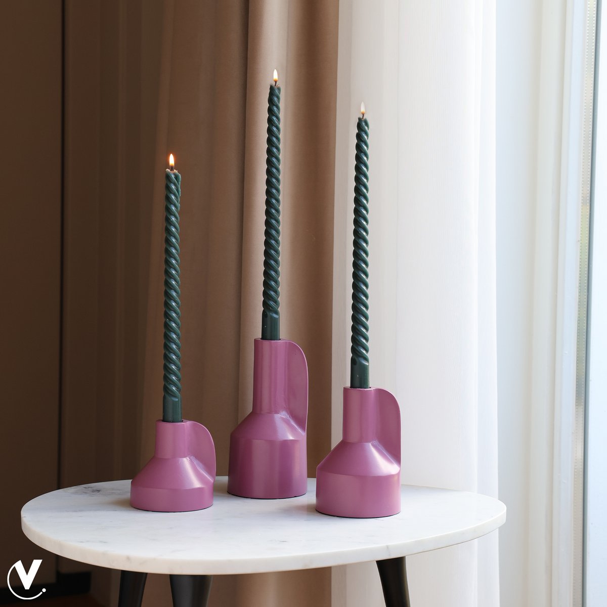 Alota mauve Ø9 x H17/13/9 cm - set van 3