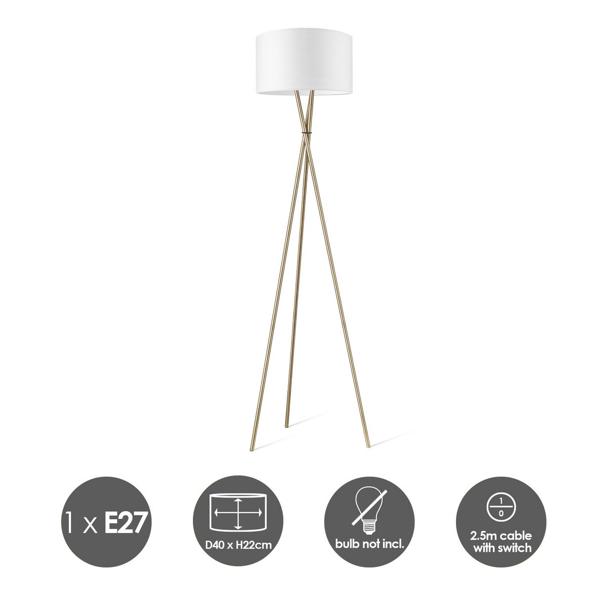 Vloerlamp Bling - Wit - 166cm
