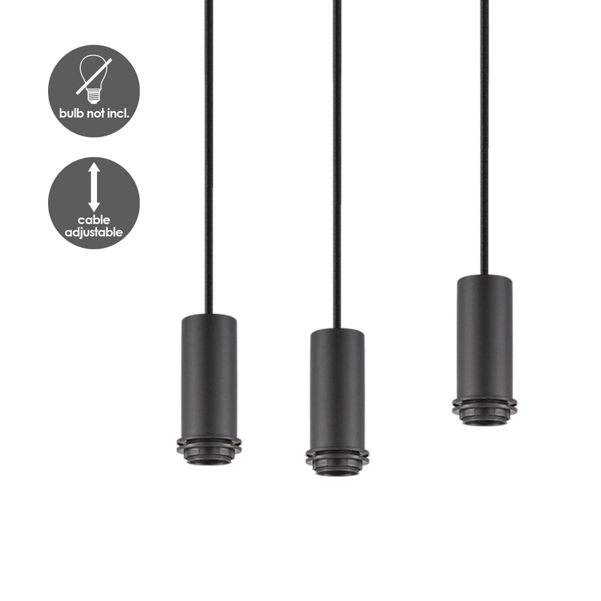 Zwarte ovale metalen Hanglamp voor 8 lampen