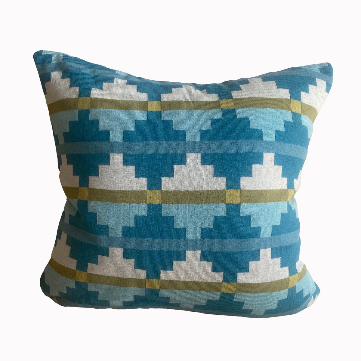 Alf Kussen Blauw, zacht jacquard gebreid katoen
