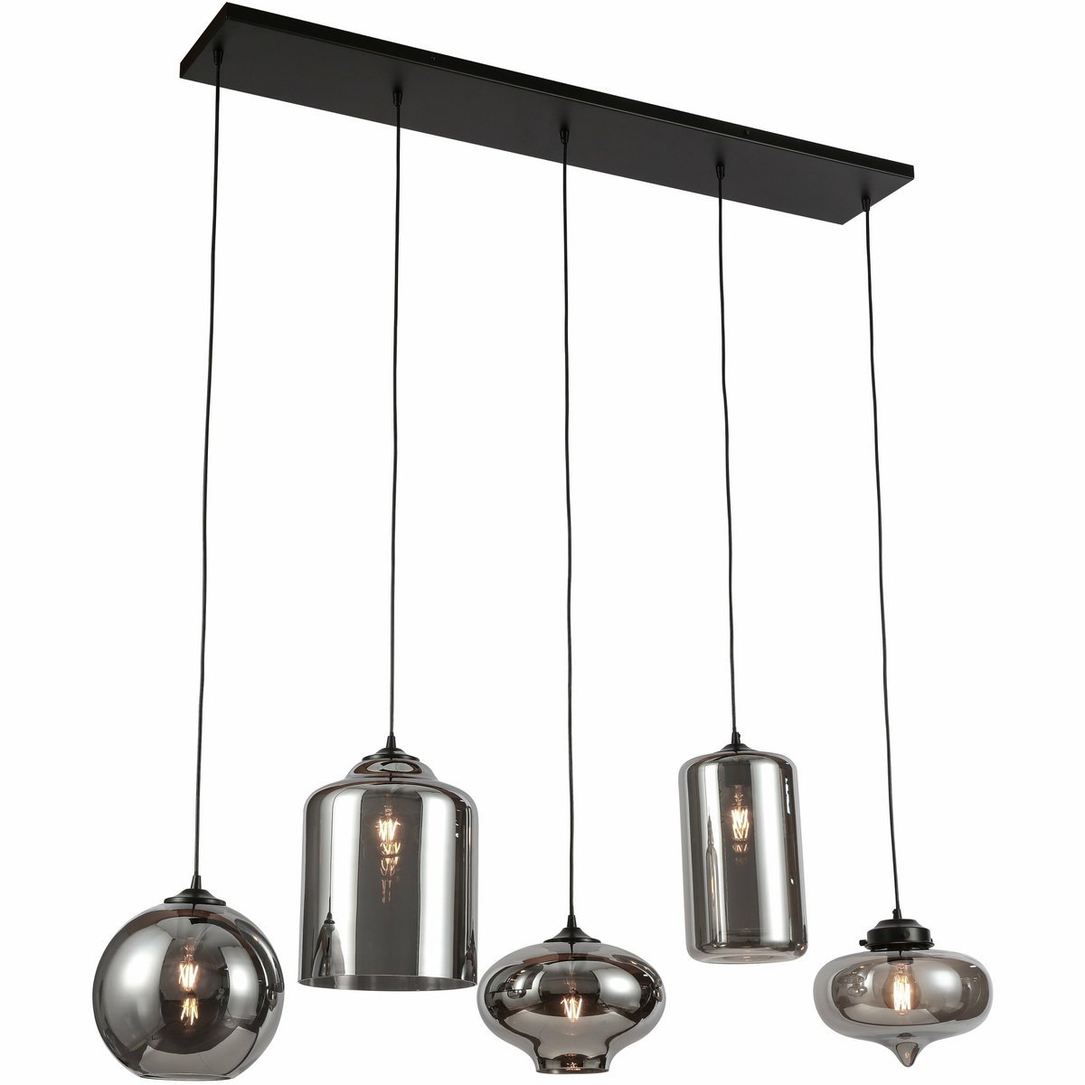 Hanglamp Ava Smoke Glas 5-Licht Mix