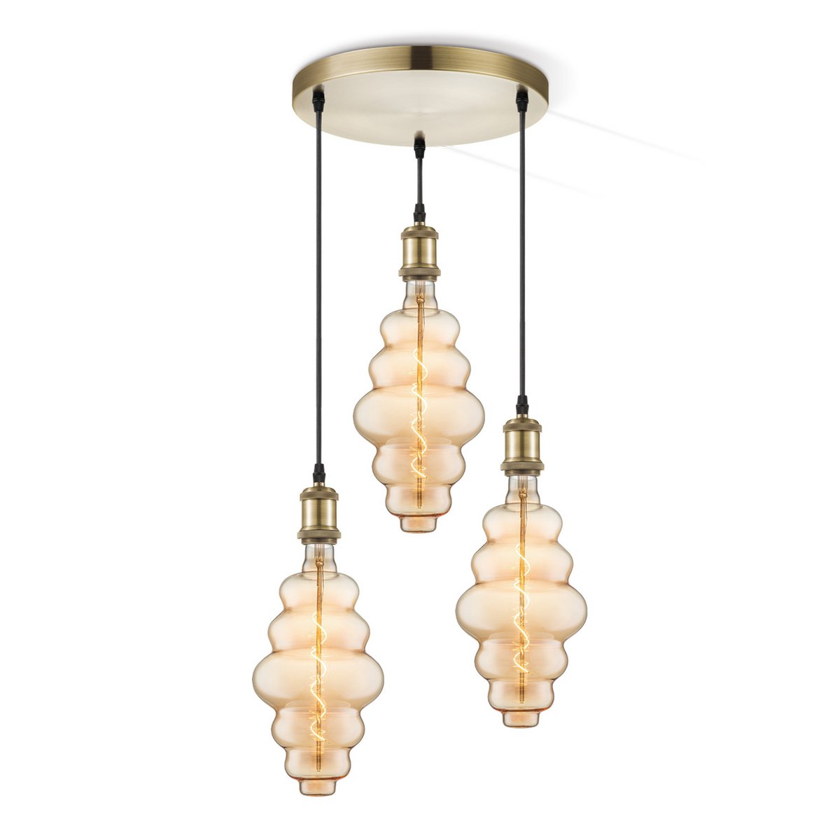 Hanglamp vintage rond Cloud 3 lampen - 142cm