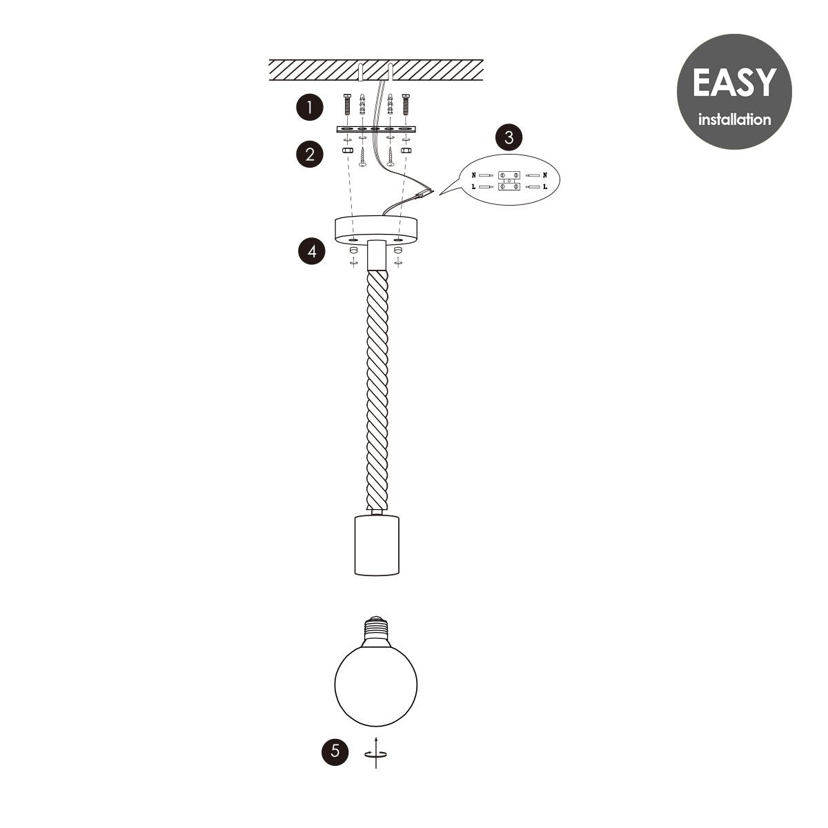 Hanglamp Leonardo Tube - G125 - dimbaar - E27