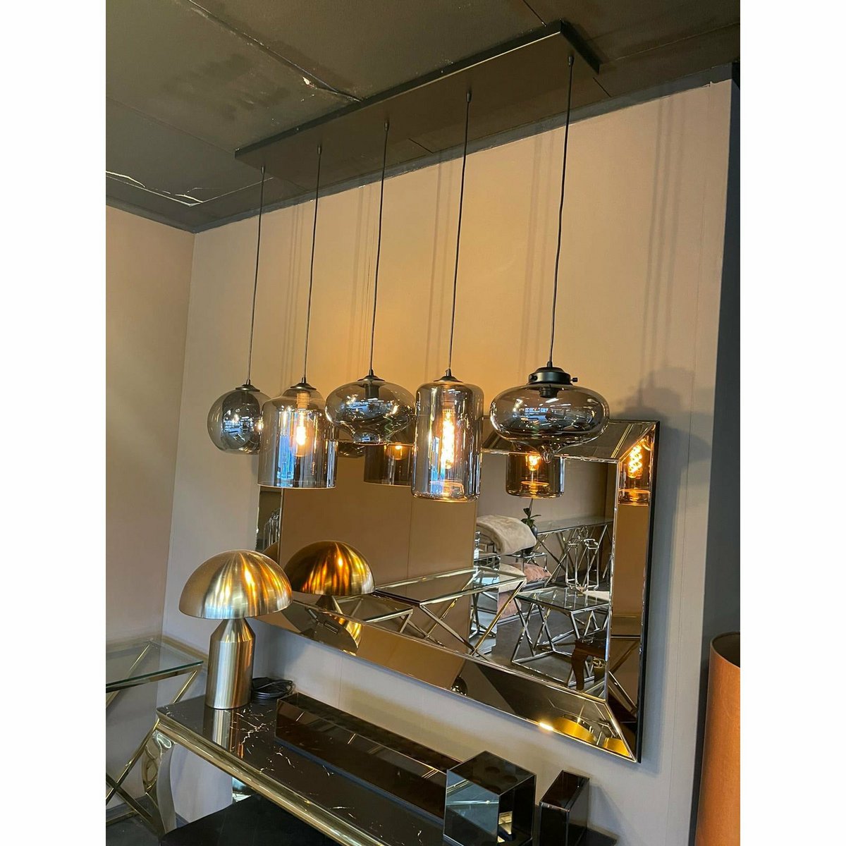 Hanglamp Ava Smoke Glas 5-Licht Mix