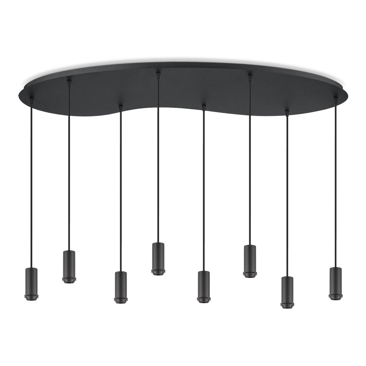 Zwarte ovale metalen Hanglamp voor 8 lampen
